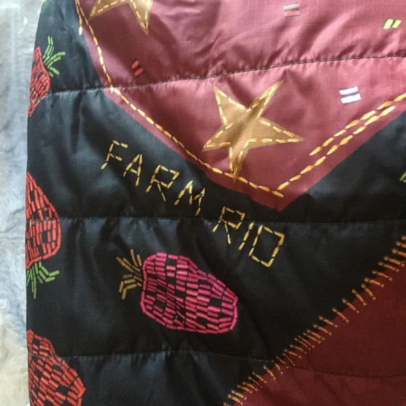 Farm Rio Crazy Mix Reversible Puffer Jacket Dopamine Tropical - Picture 2 of 13